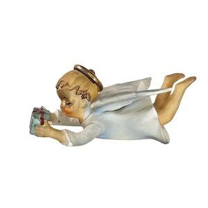 Vintage Schmid Brothers Christmas Littlest Angel Holding Gift Figurine Flying